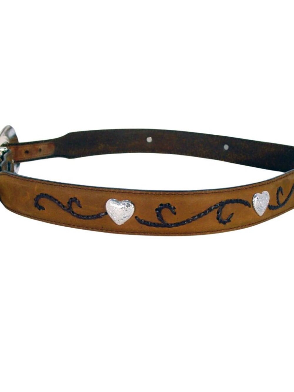 TONY LAMA Silver Hearts Concho Western Belt 7599L Size 34 - Picture 5 of 6